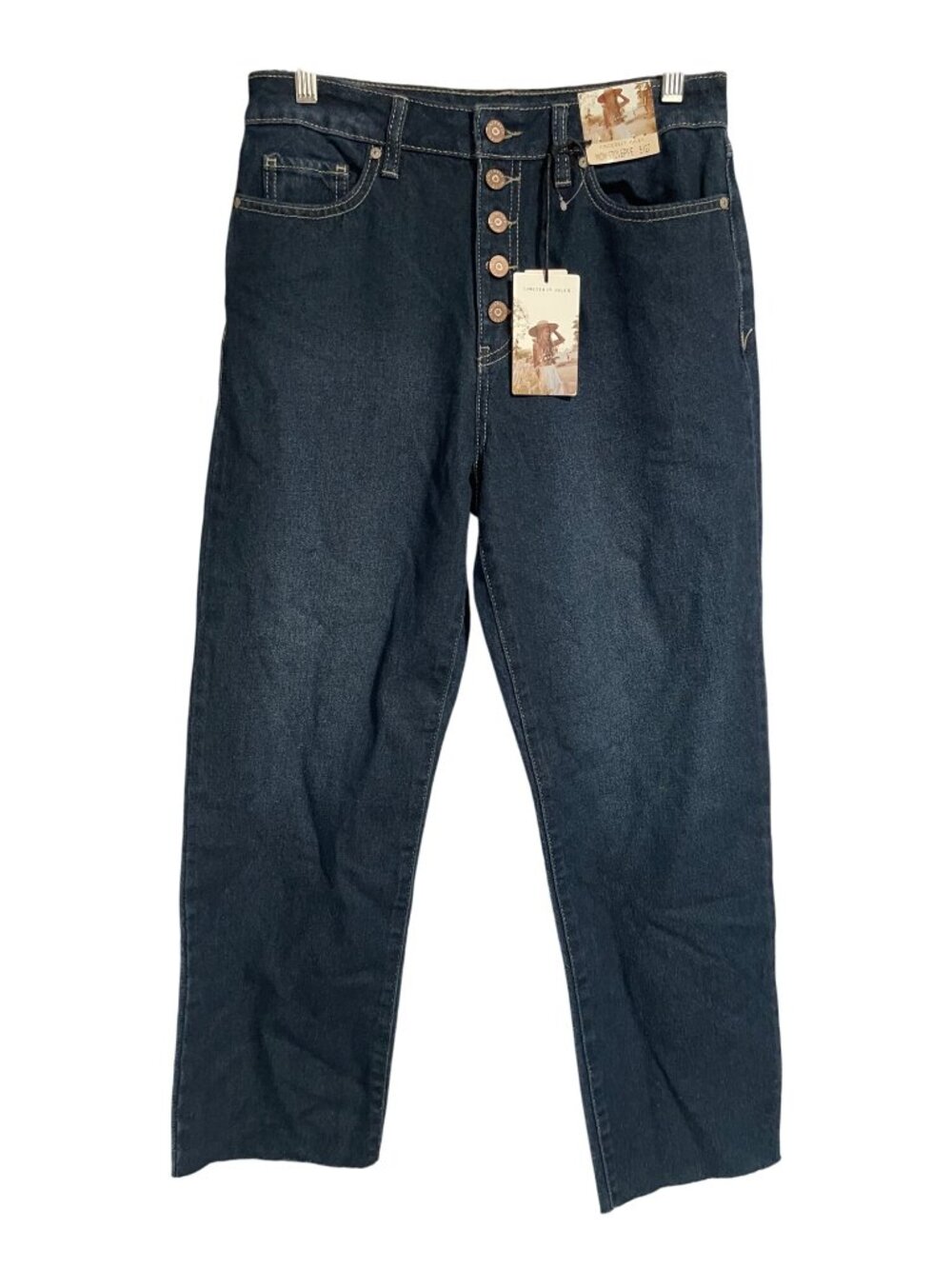 Sincerely Jules Mom Stovepipe Jean Womens JR Size 5 High Rise Button Fly Raw Hem